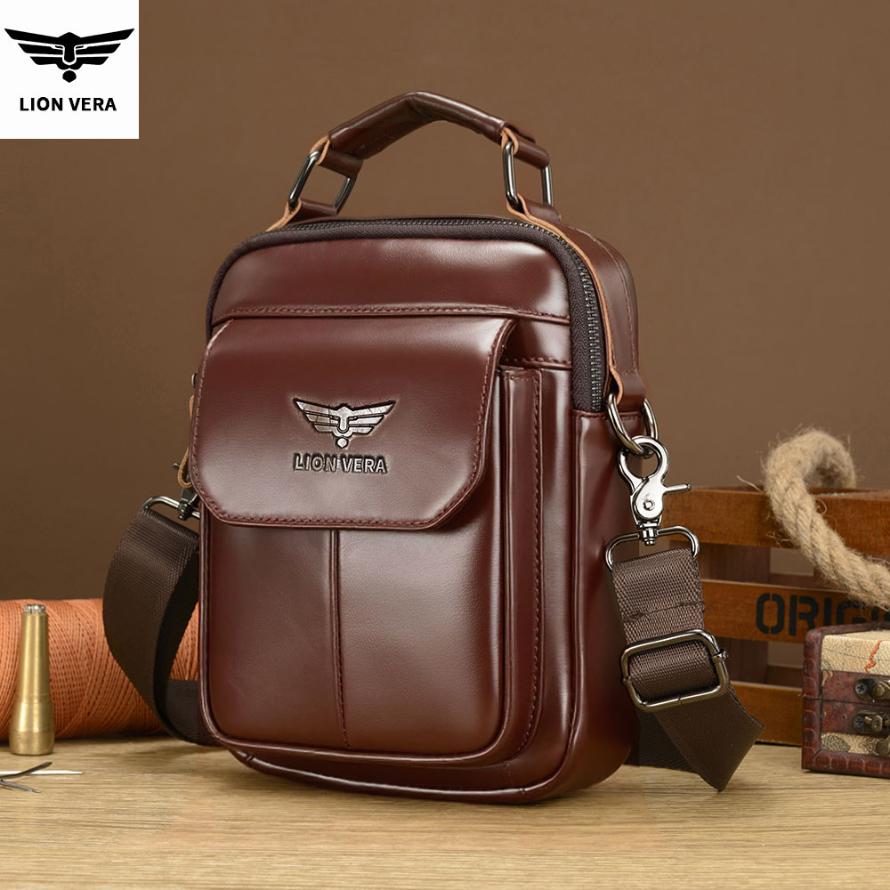 Tablet Shoulder Bag - LION VERA Men's Genuine Leather Shoulder